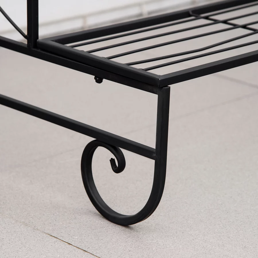 Outsunny Blumenregal mit 3 Stufen und Ornamenten schwarz
