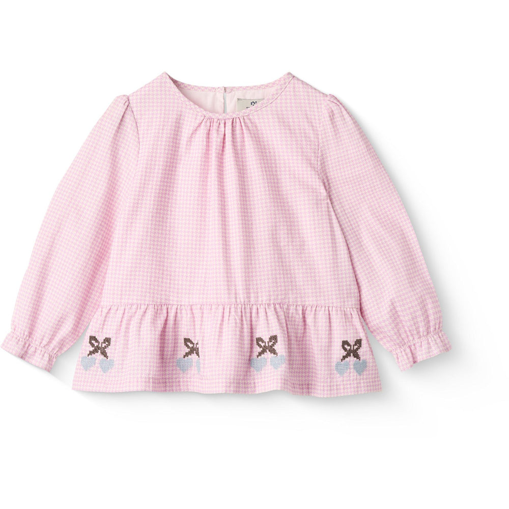 Køb COPENHAGEN COLORS Syringa Comb. Houndstooth Bluse W. Embroidery