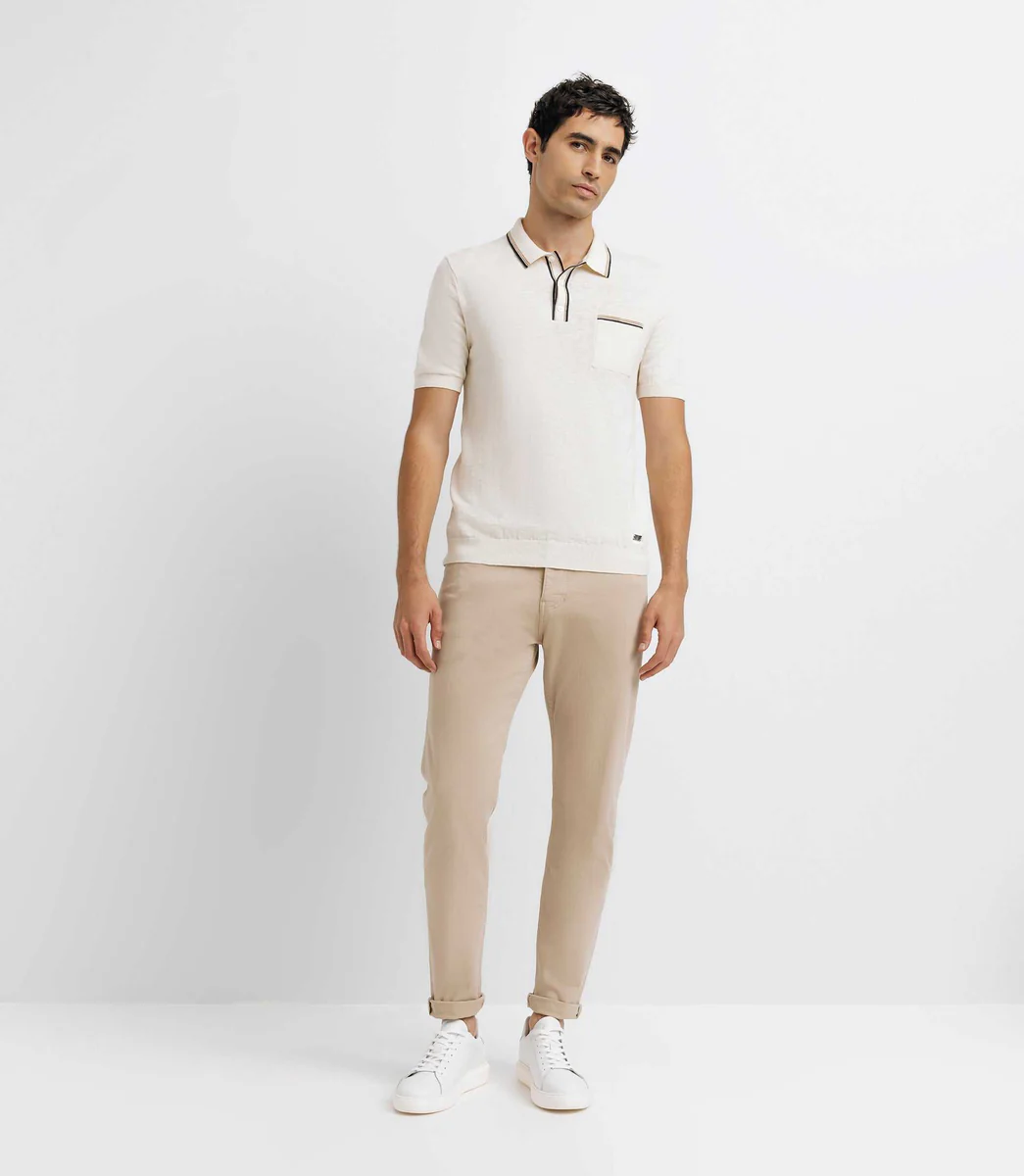 Polo en maille avec poche écru