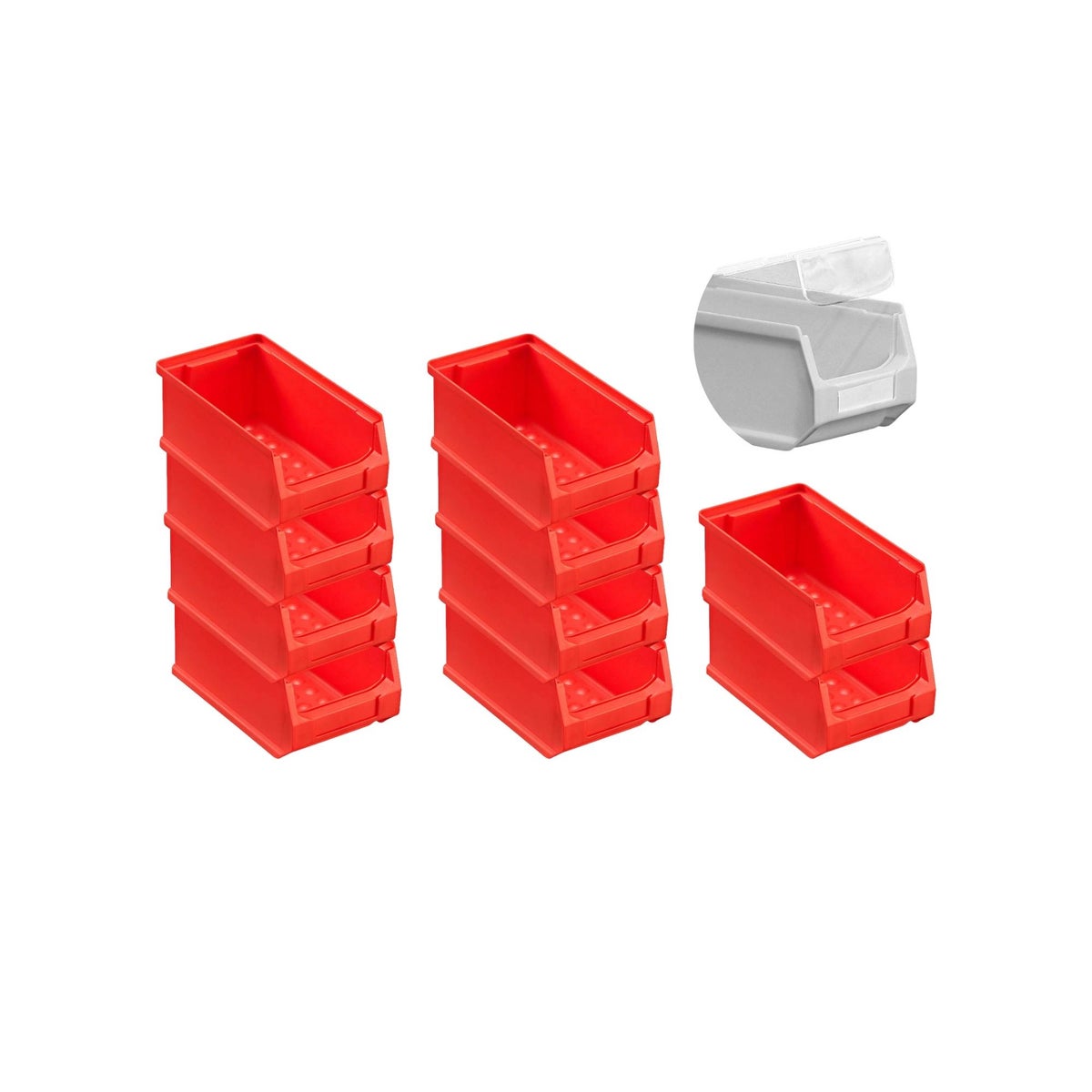 PROREGAL Value Pack 10 x Rode Opbergdoos 2.0 met deksel HxBxD 7,5 x 10 x 17,5 cm 0,8 liter Opbergdoos