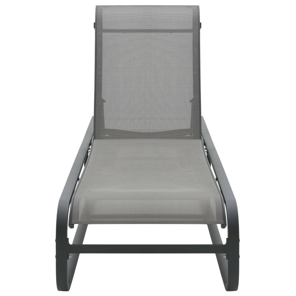 Lot de 2 transats chaise longue bain de soleil lit de jardin terrasse meuble d'extérieur avec table textilène et aluminium gr
