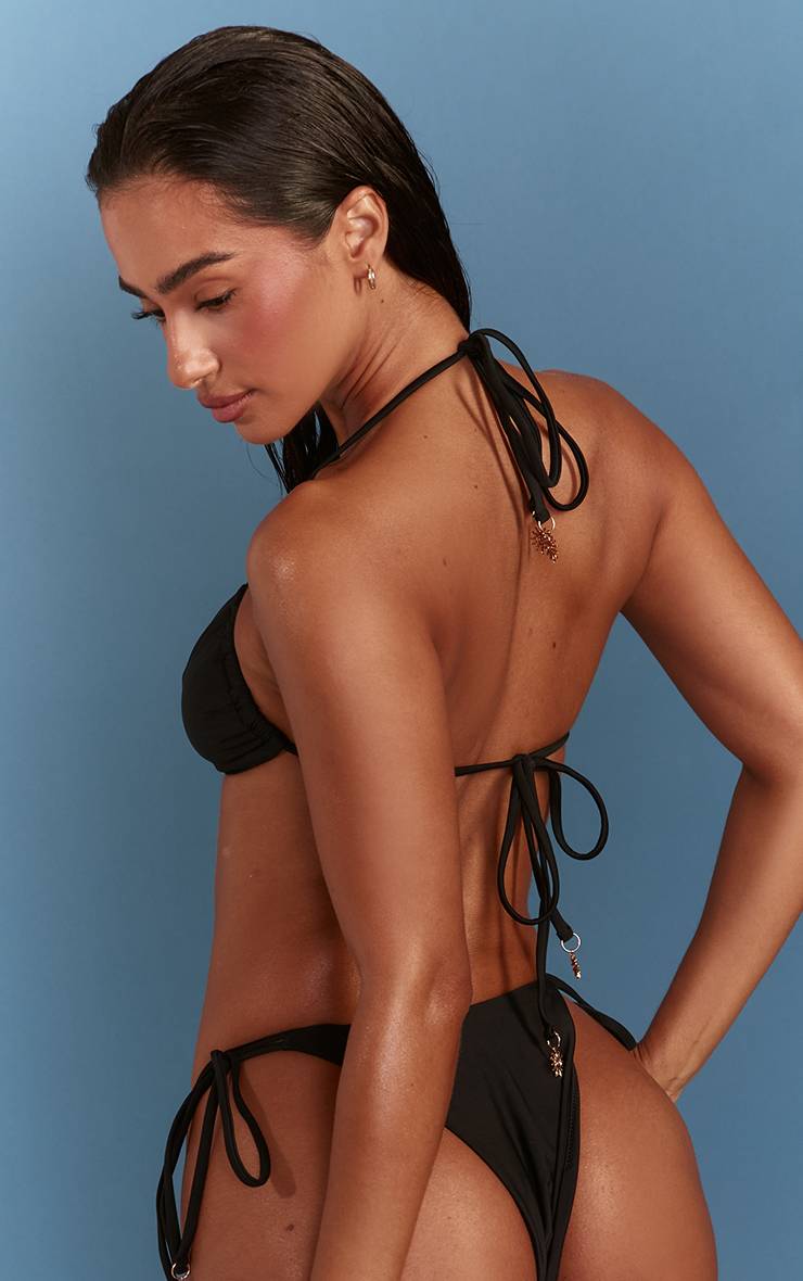 Noir Haut De Bikini Triangle À Détail Soleil