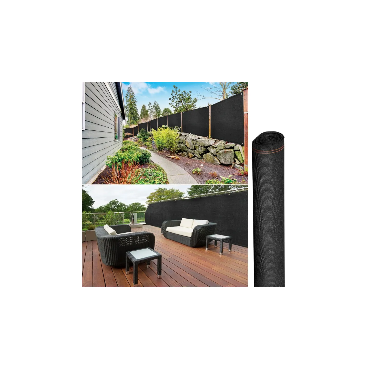 Brise vue renforcé 1,8 x 10 M noir 220 gr/m² luxe PRO