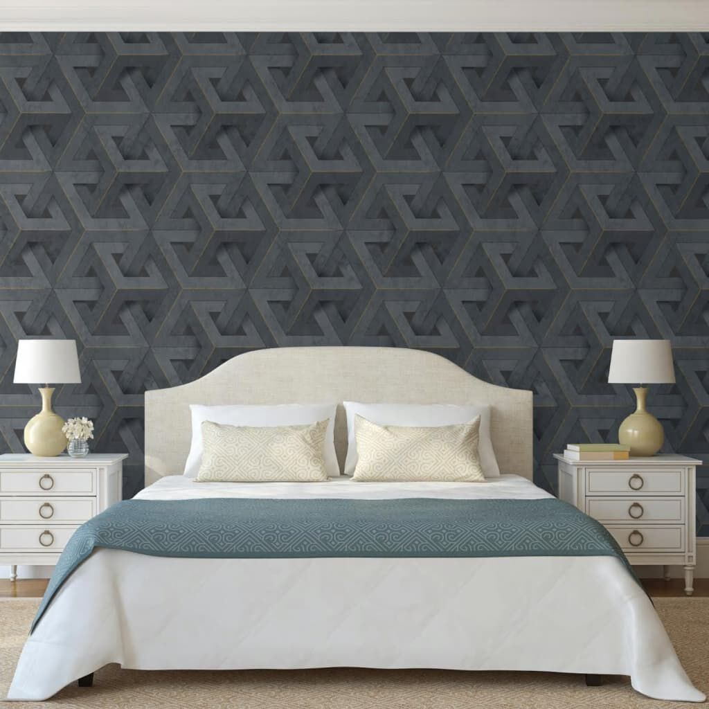 DUTCH WALLCOVERINGS Onyx behang, antraciet en goud