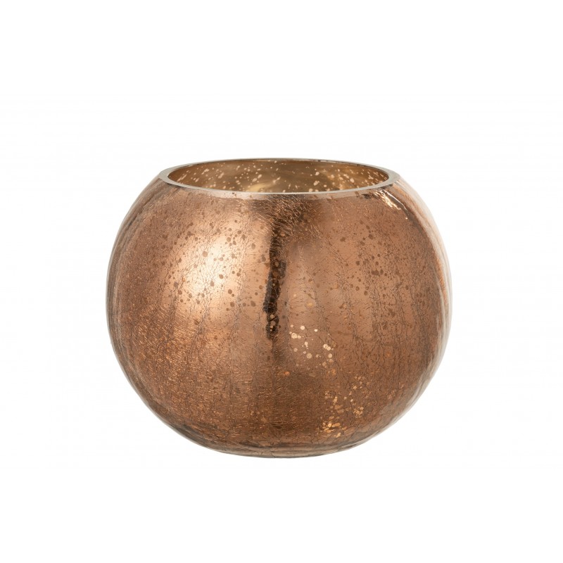Photophore en verre marron 20x20x16 cm