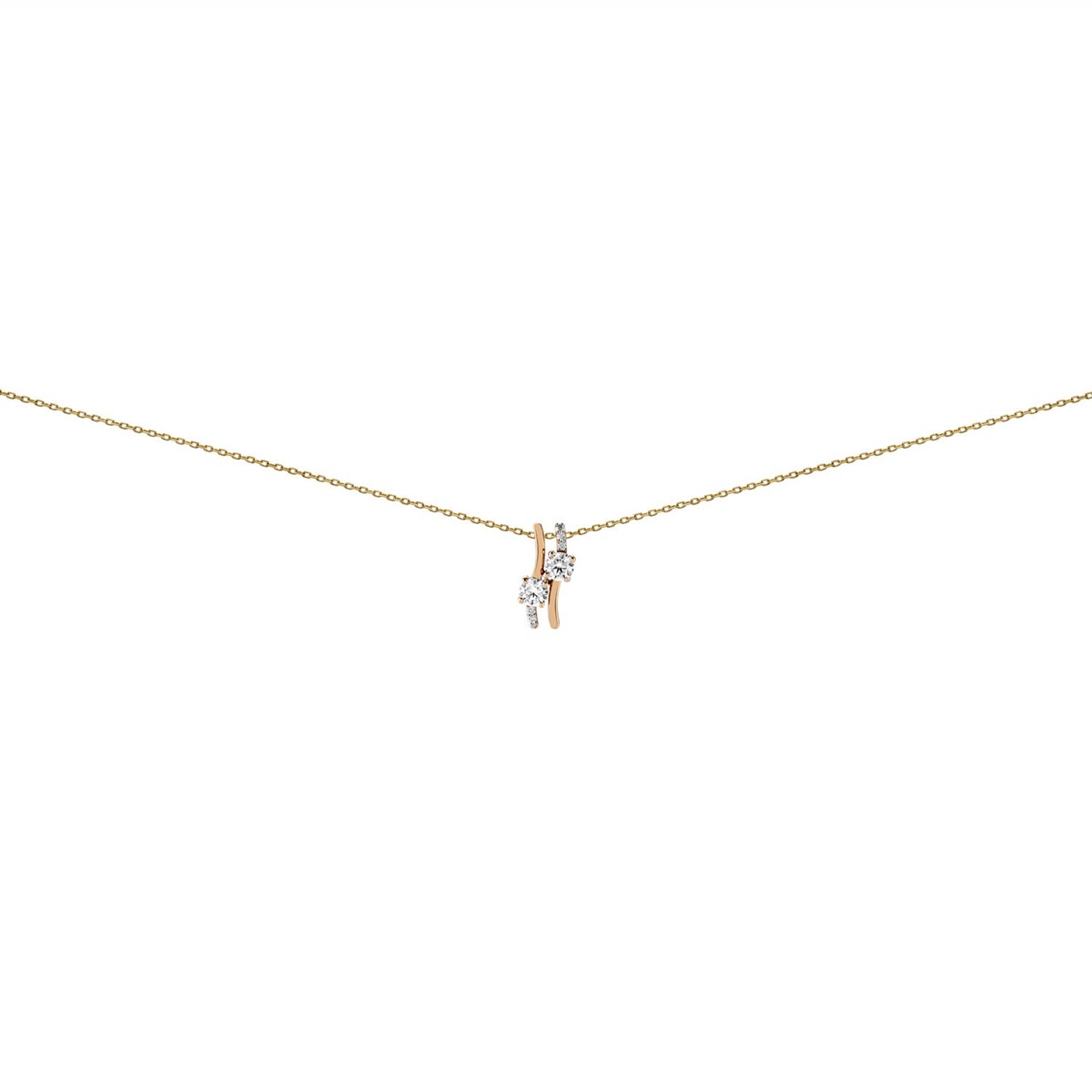 Collier Brillaxis or jaune et pierres blanches