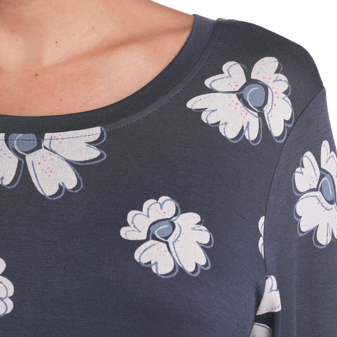 Gina Benotti Damen Nachthemd mit Allover-Muster blaugrau