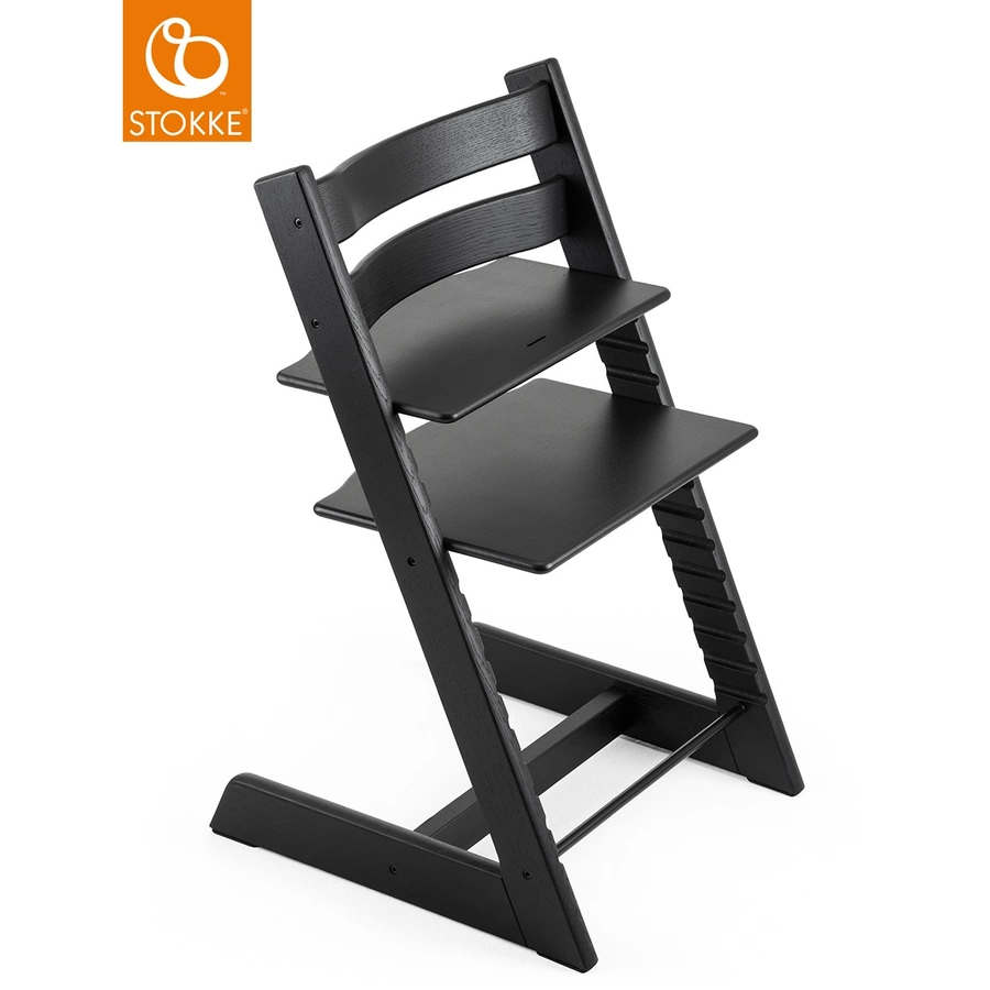 STOKKE® Tripp Trapp® Hochstuhl Oak schwarz + gratis Baby Set schwarz