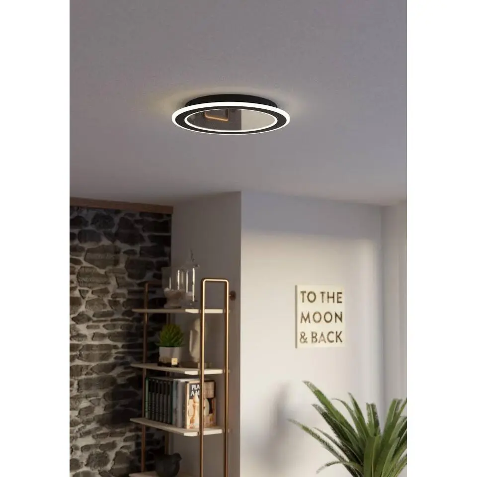 EGLO Macchioni Plafonnière - LED - Kunststof - Zwart/Wit - Afstandsbediening