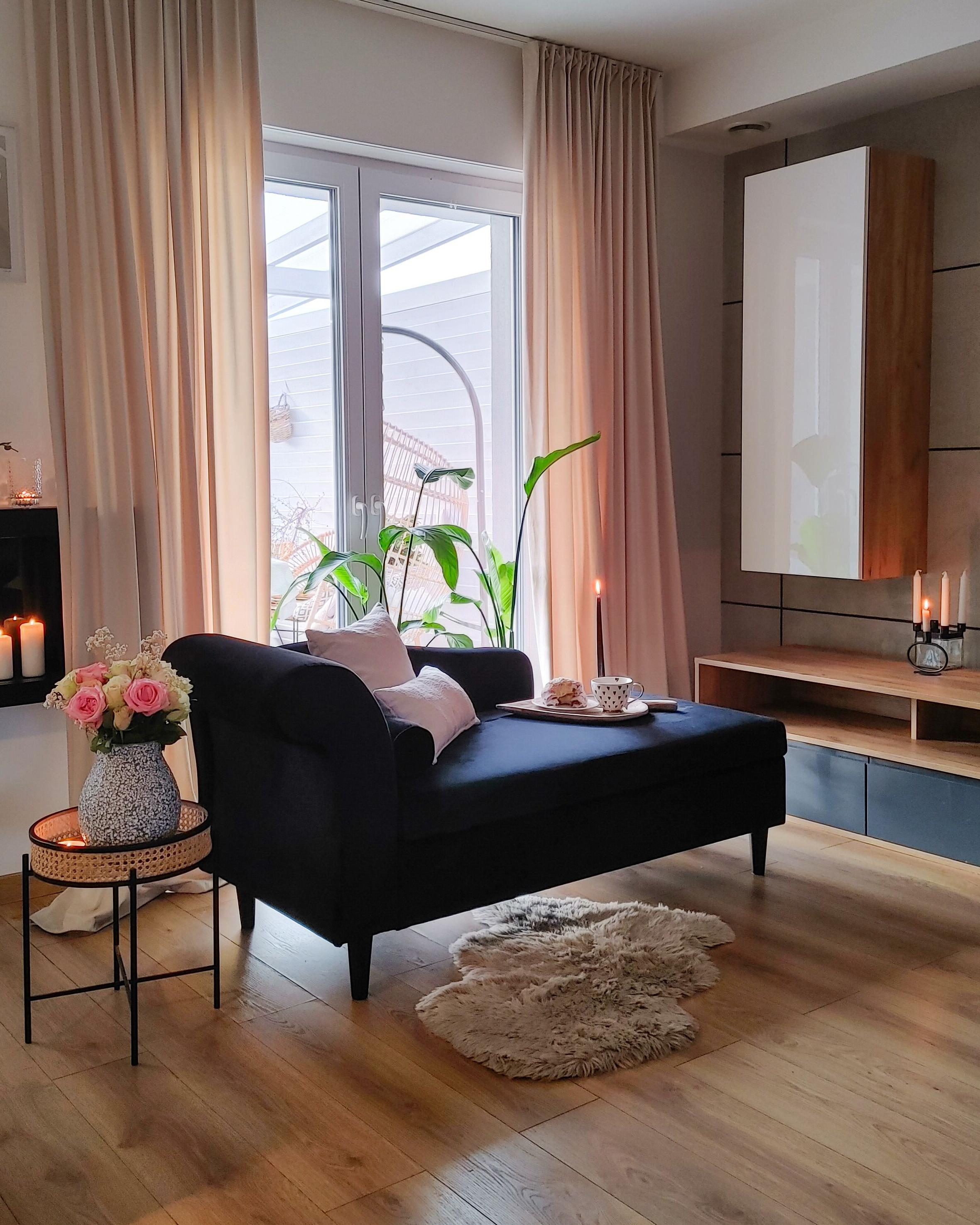 Linkszijdige chaise longue LUIRO Fluweel Zwart met opbergruimte