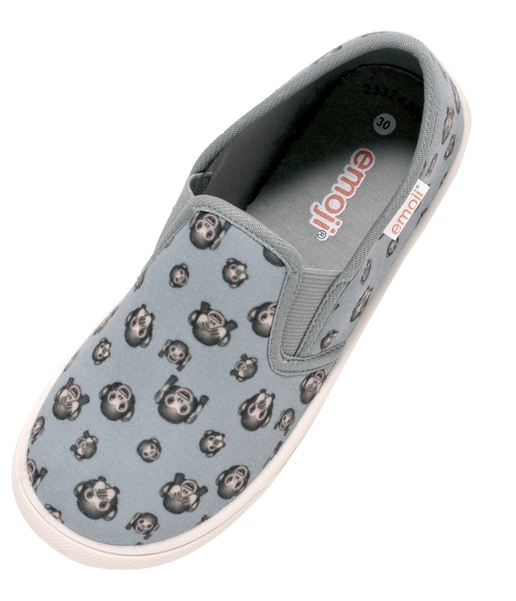Jungen Slipper Emoji Affe grau