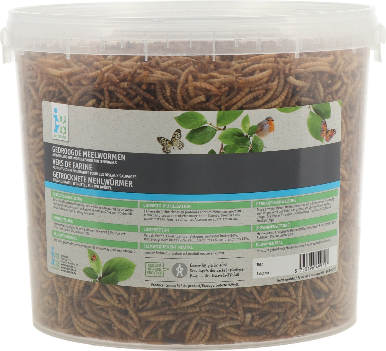 Intratuin tuinvogelvoer gedroogde meelwormen 860 g