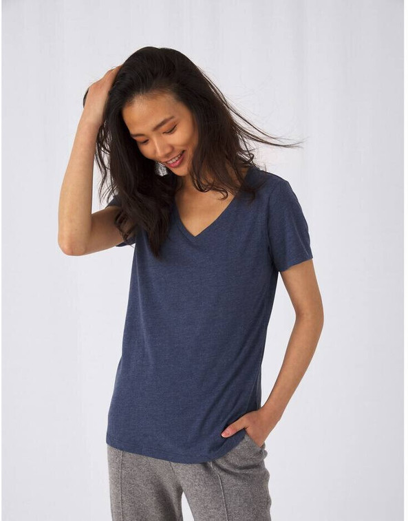 B&C BC058 - Tee-shirt col V femme Tri-blend