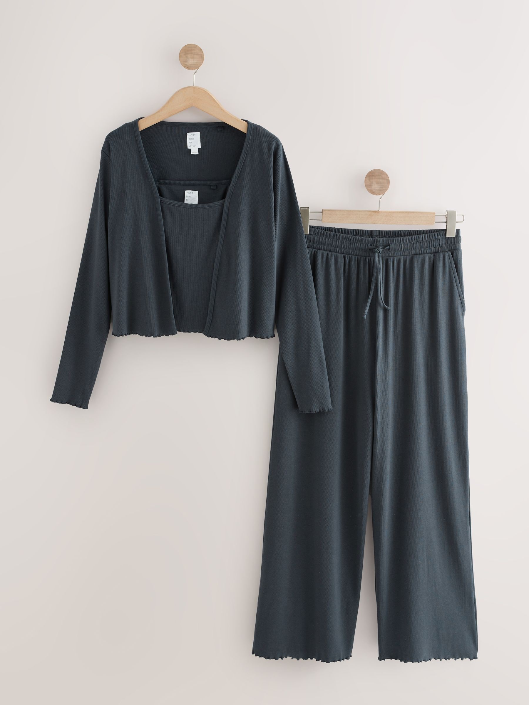 Leisteen grijs - 3 Rib Piece Vest Pyjamas Set
