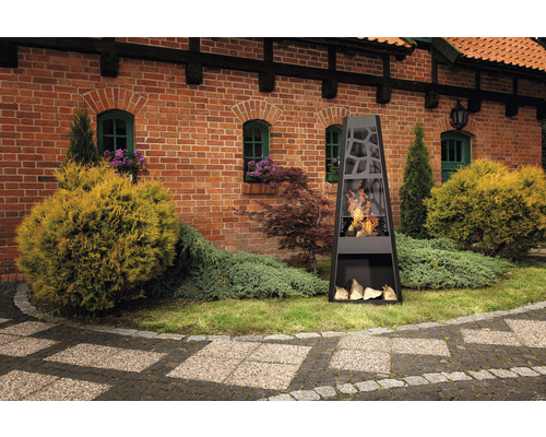 Metalen tuinhaard met grillrooster dobar 57,5 x 38 x 148 cm staalplaat zwart geschikt om te grillen