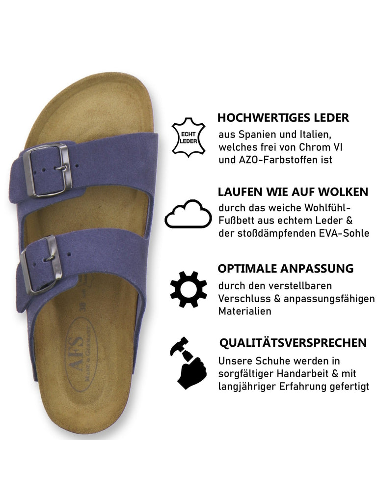 Pantoletten Damen Zweischnaller azzurro