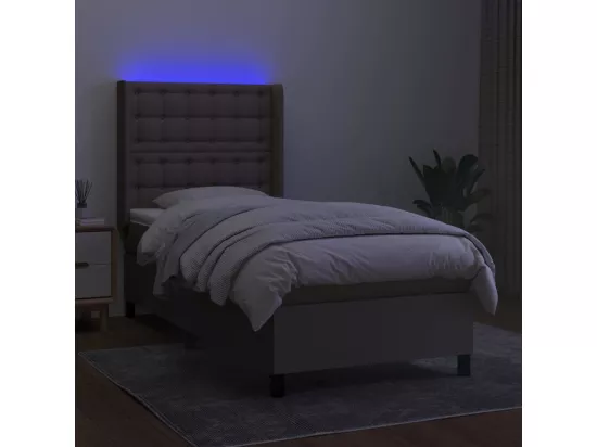 Sommier tapissier avec matelas et LED Taupe 90x190 cm Tissu
