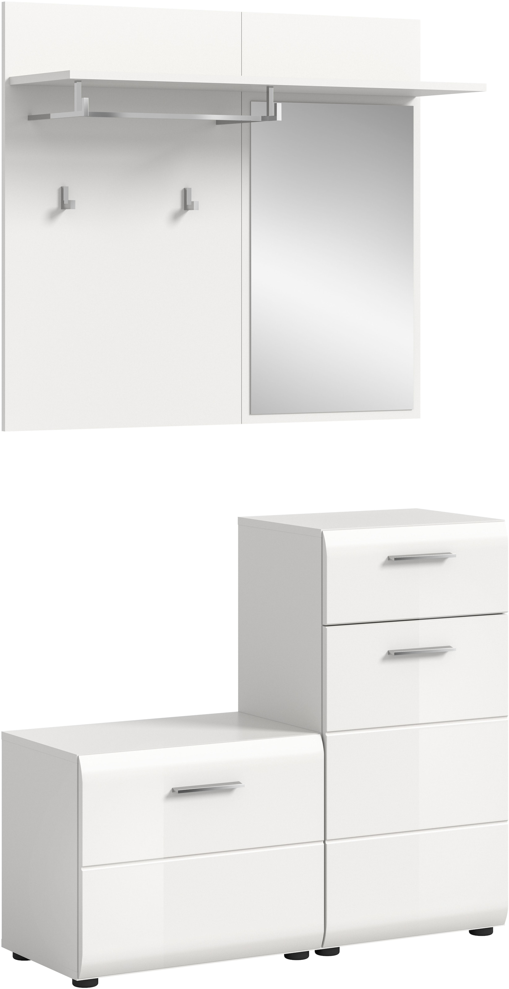 INOSIGN Garderoben-Set »FLORENZ, 3tlg., best. aus: Garderobenspiegelpaneel, Sitzbank & Kommode«