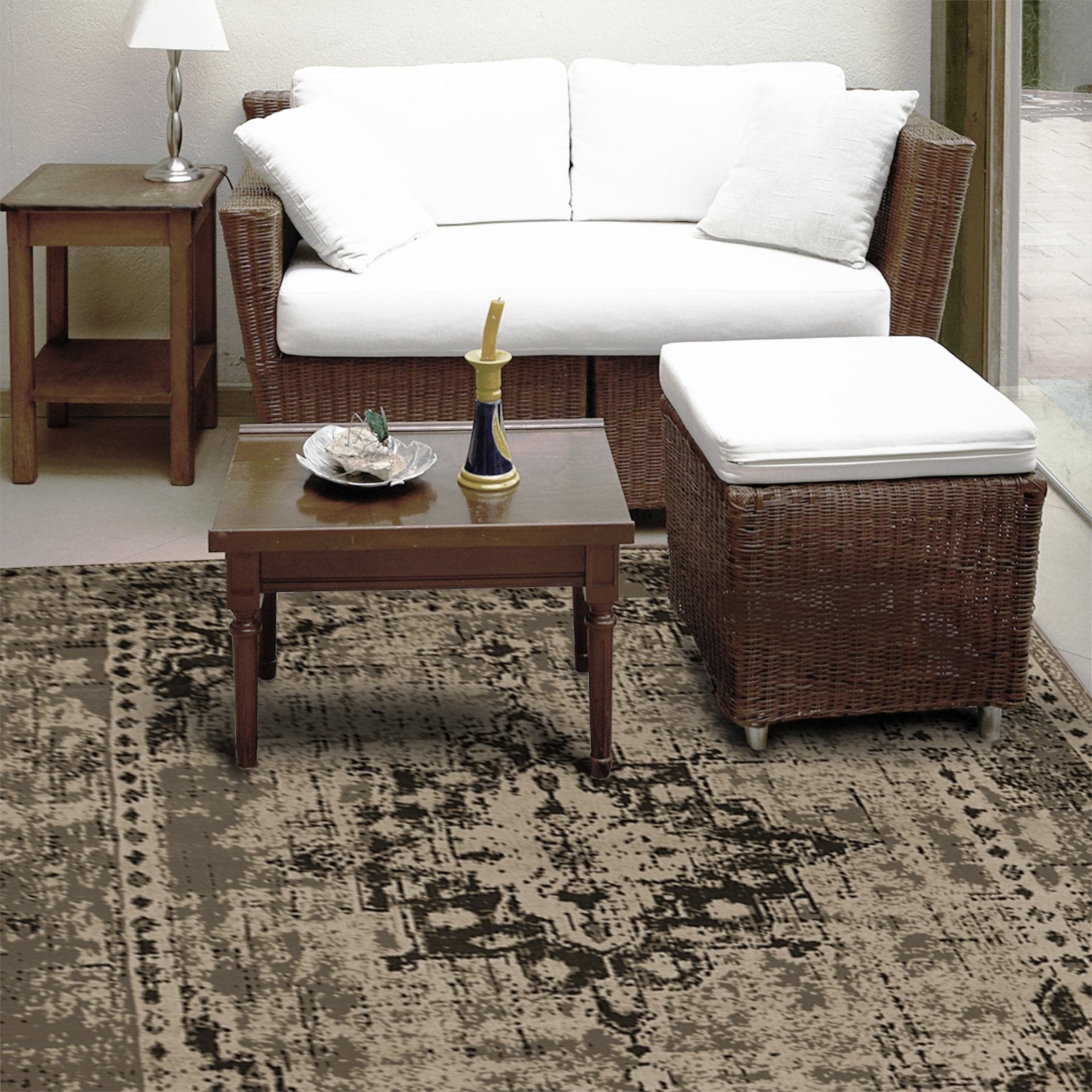 Karat Flachgewebter Teppich Vintage | Beige