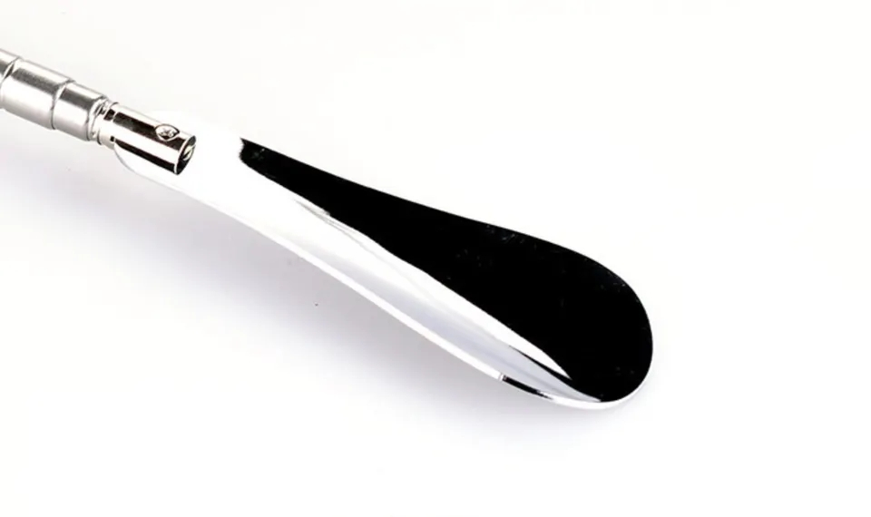 (31-65cm) Teleskop Schuhlöffel Ergonomischer Schuhanzieher - Schwarz / Silber