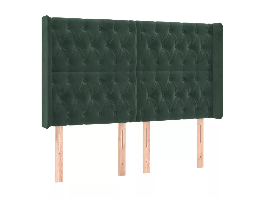 Sommier tapissier matelas et LED Vert foncé 160x200 cm Velours