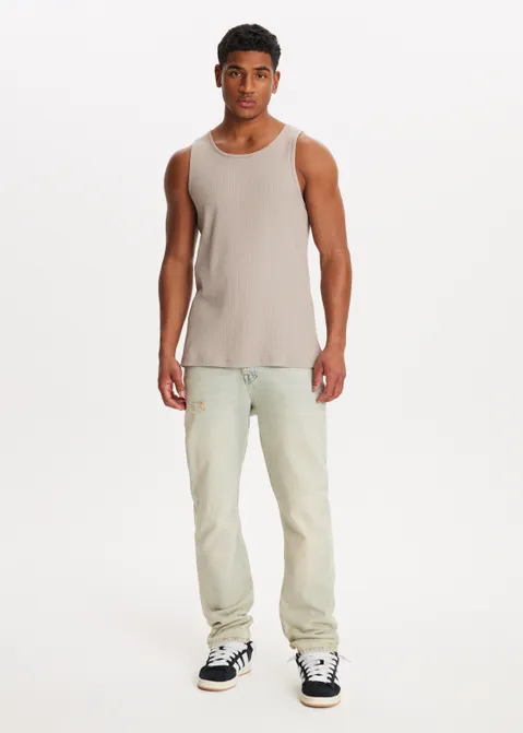Basic tanktop rib bruin (TAUPE)