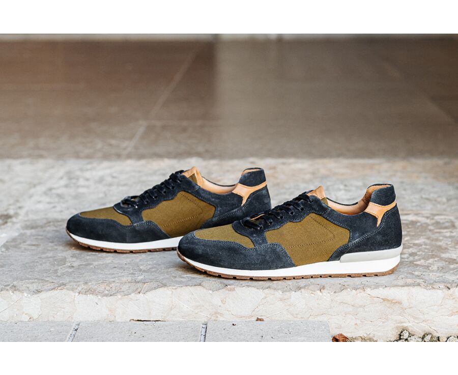 Sneakers homme Velours Bleu et kaki - CANBERRA II