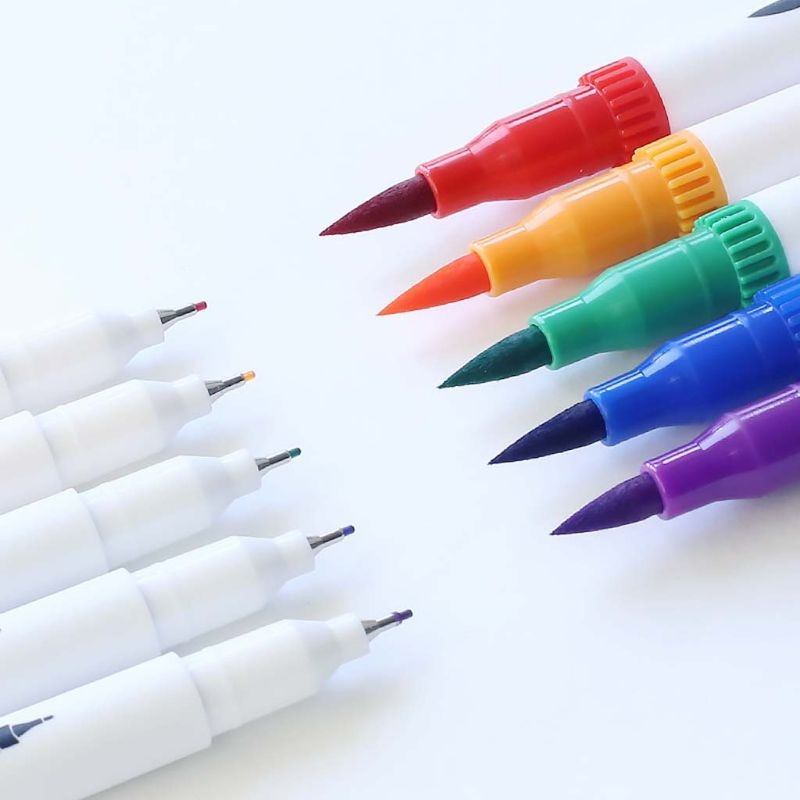 (100er Set) Doppelspitz Mal Filzstifte Dual Brush Pen Fineliner Künstler Stifte