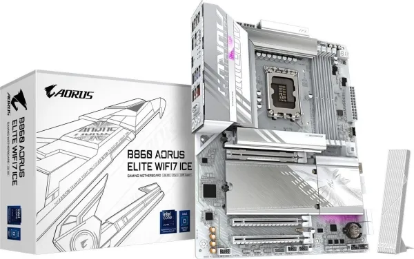 AORUS B860 ELITE WIFI7 ICE - Bundkort - ATX - LGA1851 sokkel - B860 Chipset - USB4, USB-C 3.2 Gen2, USB 3.2 Gen 1, USB 3.2 Gen 2 - Bluetooth, 2.5 Gigabit LAN, Wi-Fi 7 - onboard grafik (CPU påkrævet) - HD Audio
