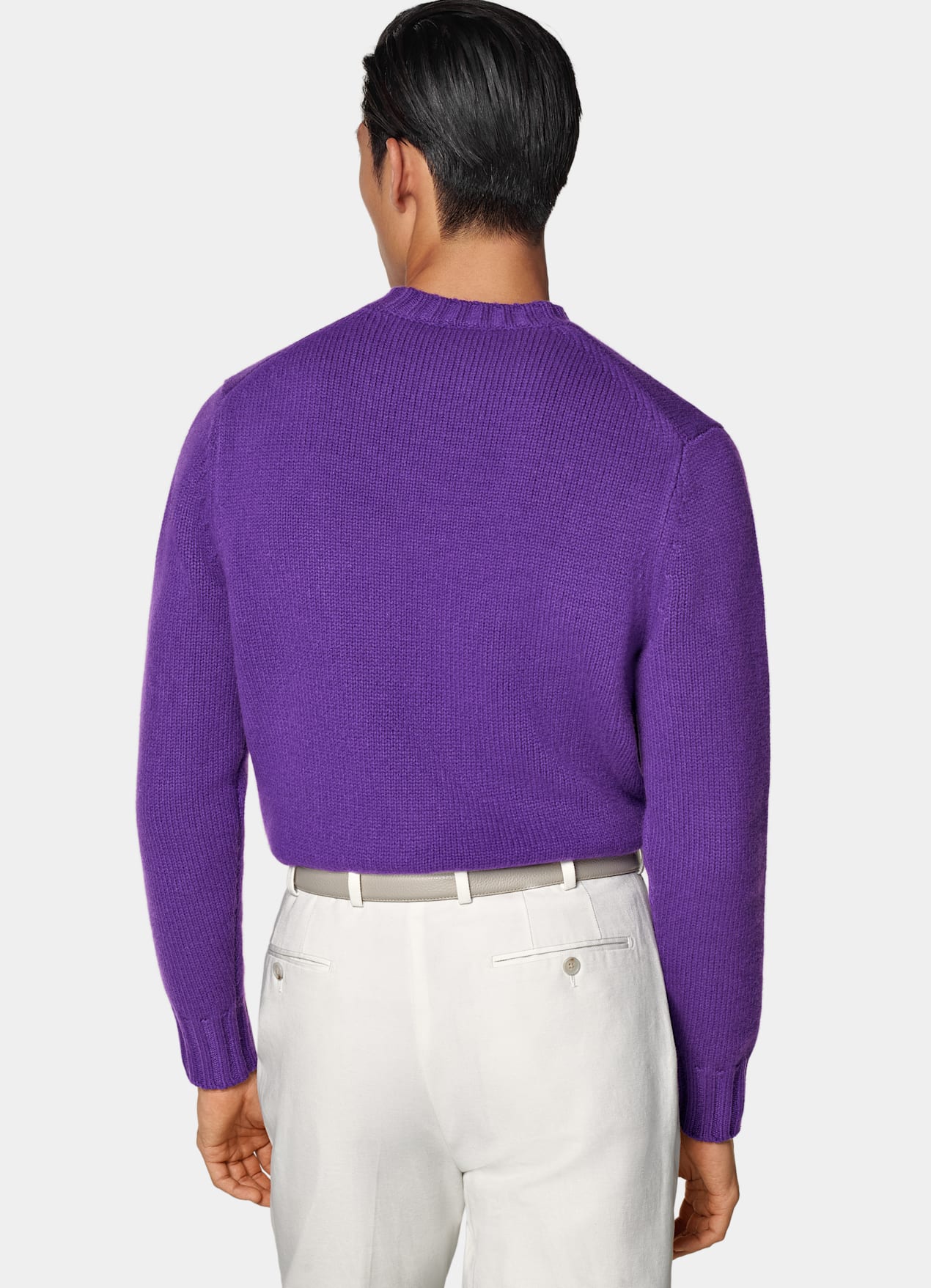 Pull col rond Merino violet