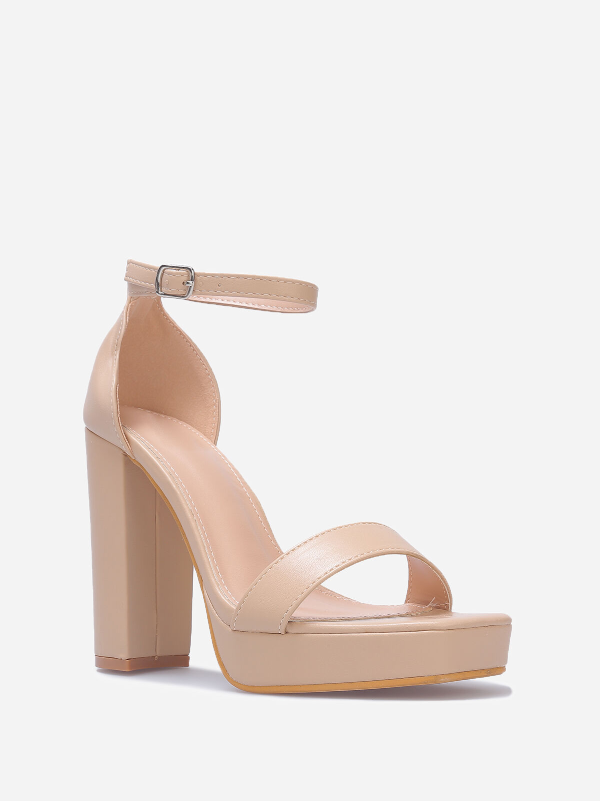 Sandales rétros à plateforme et talon haut- Beige
