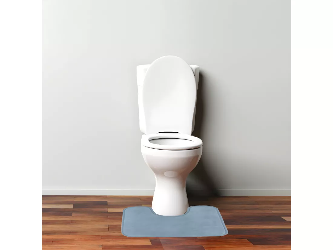 Tapis de toilette uni en polyester céleste 50x40cm