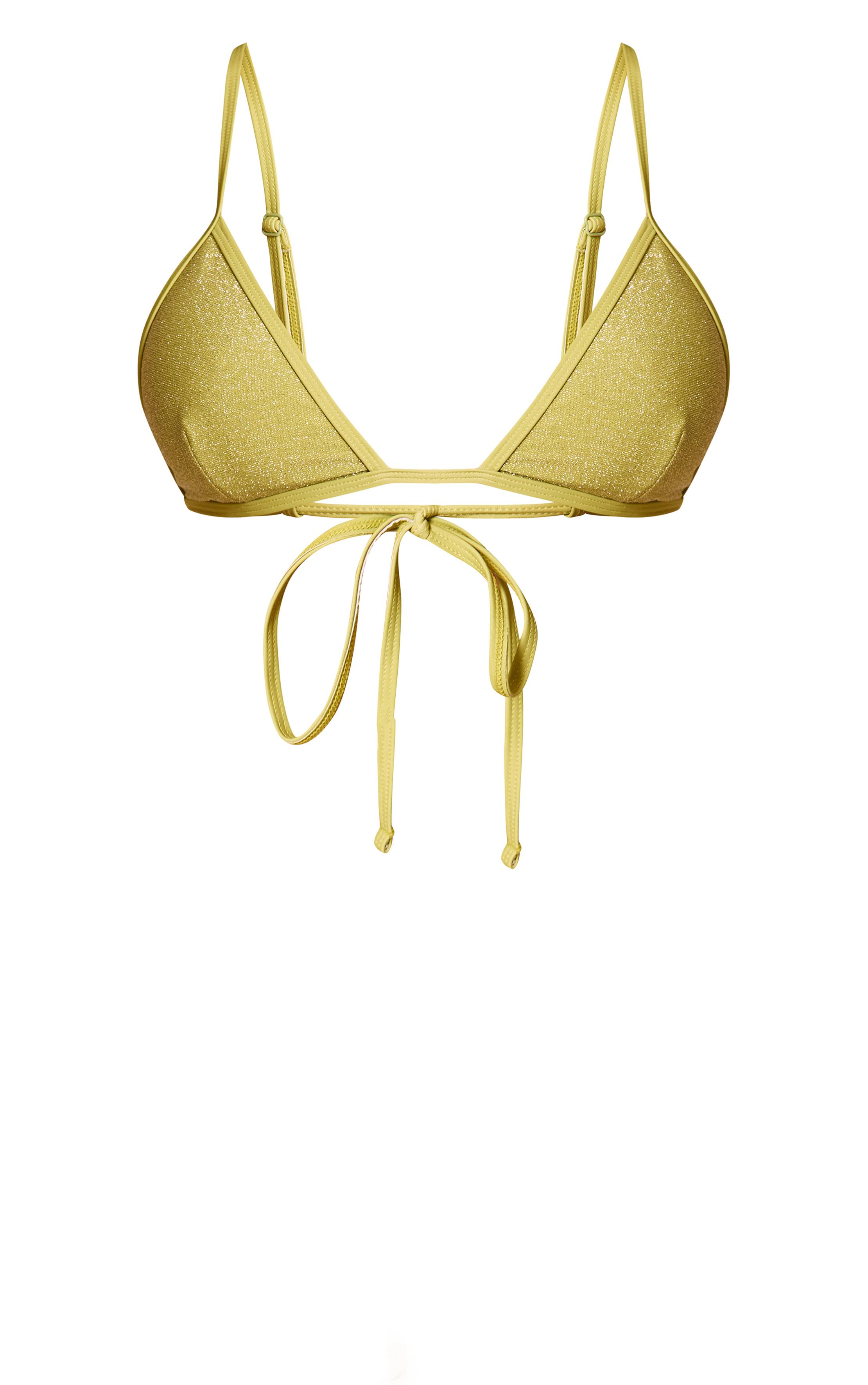 Vert Sauge Haut De Bikini Triangle En Lurex Texturé