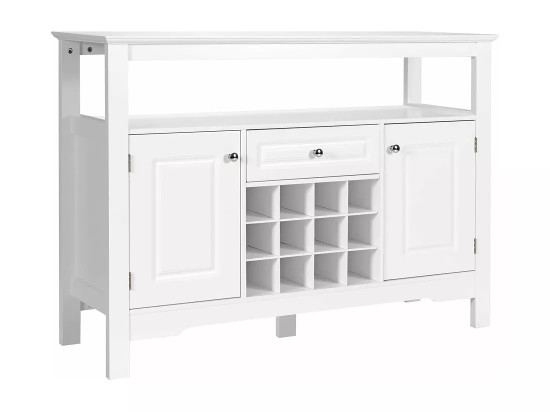 Buffet de cuisine,casier à vin, etagères,tiroir et armoires, 117 x 40,5 x 82,5 cm blanc