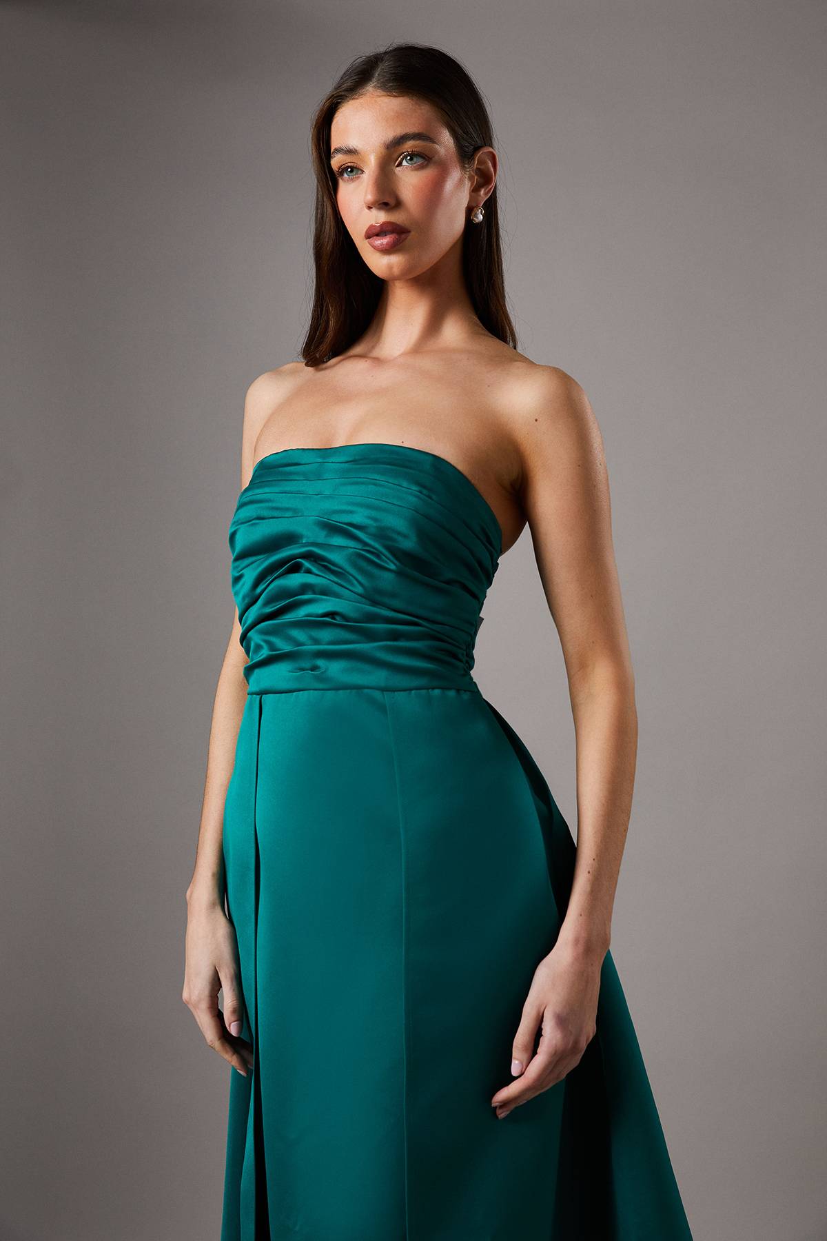 Coast Robe de Demoiselle d'Honneur Maxi à Bustier et Colonne Structurée avec Surtupe