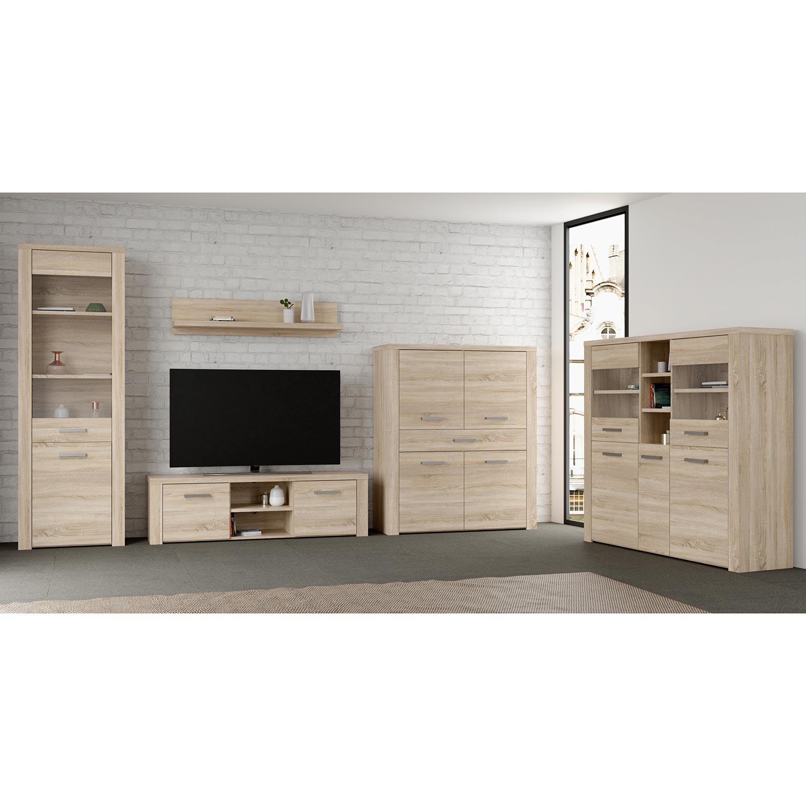 Highboardvitrine - Sonoma Eiche - 146 cm