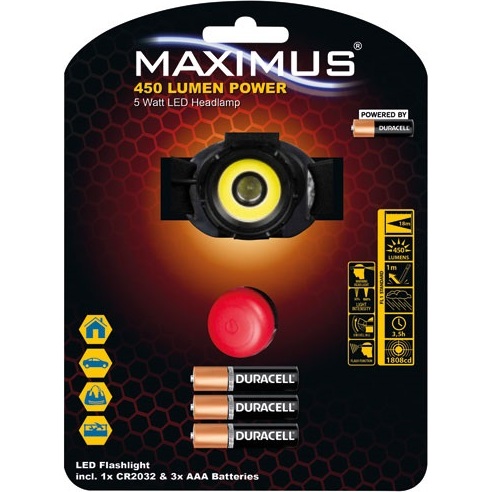 Lampe frontale - 450 lm - 5W -  éclairage avant/arrière - fonction focus -