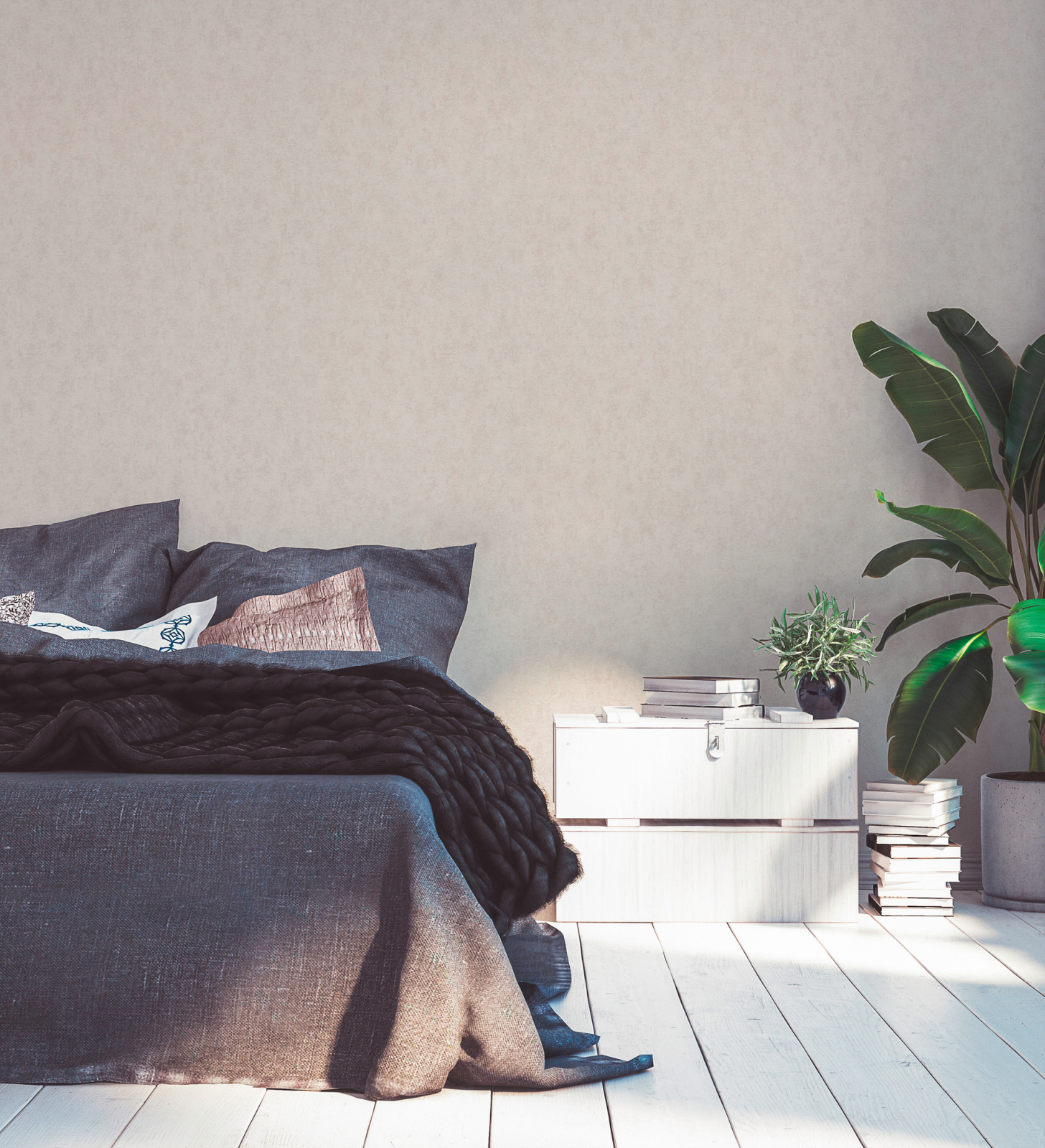 A.S. Creation Vliestapete HYGGE - grau-beige - Uni - 10 Meter