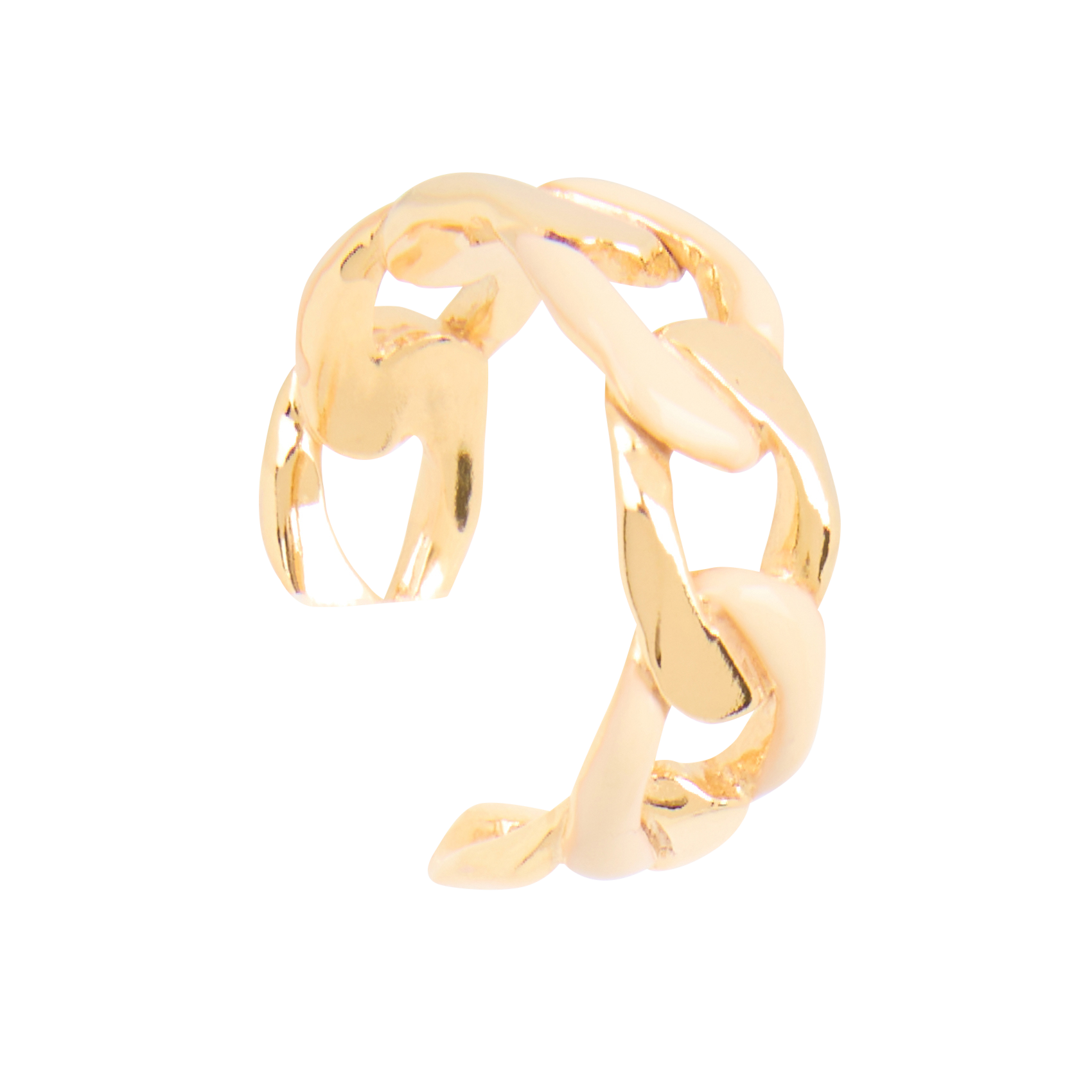 CHAINNE - Bague en laiton doré | Blanc