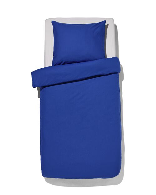 housse de couette coton doux 140 x 200/220 bleu cobalt