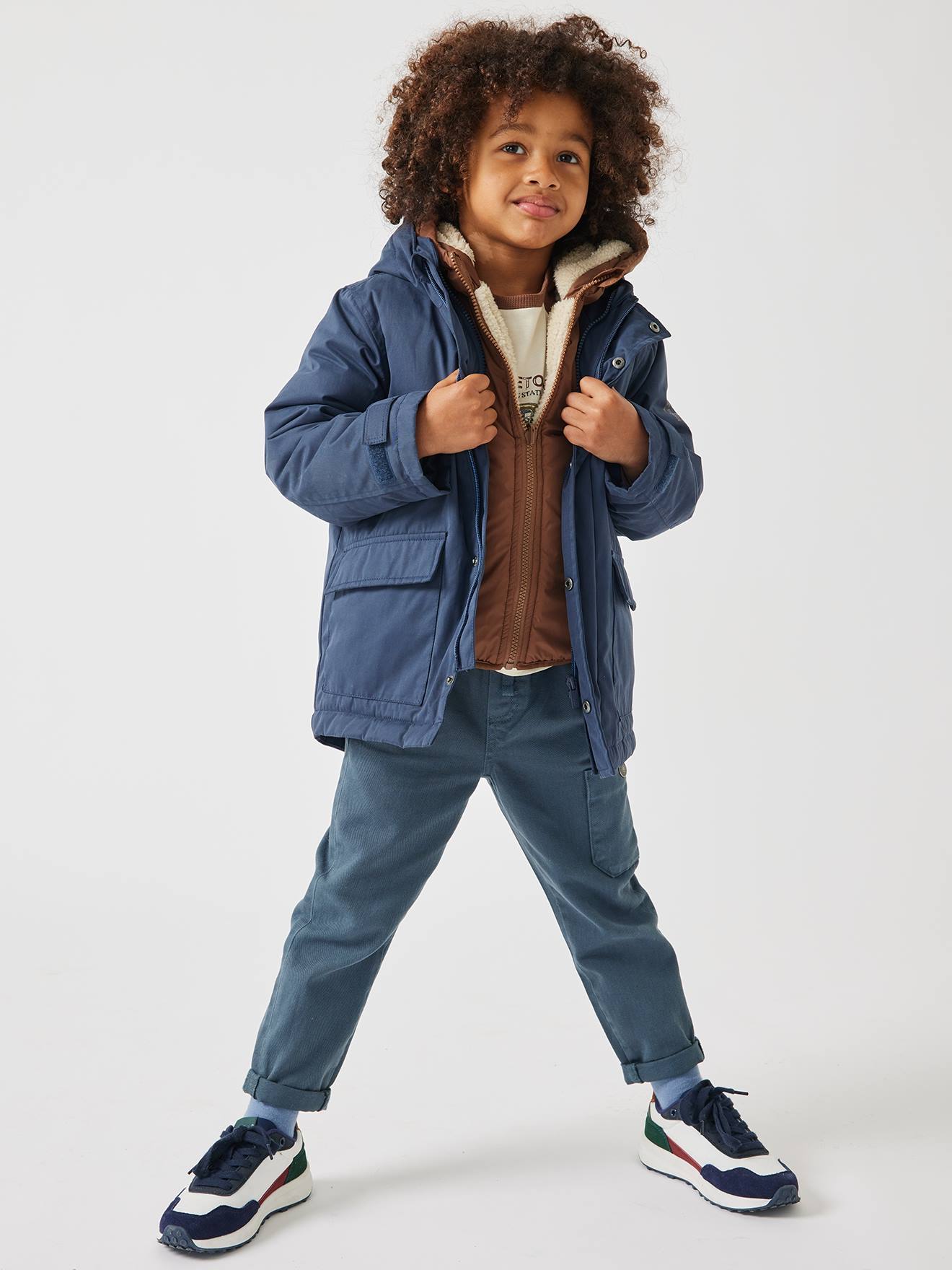 Parka 3 em 1 com jaqueta removível, infantil, azul escuro