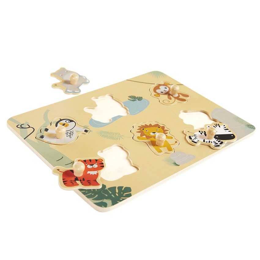 Puzzle en bois Happy Wild 6 pièces - Ecru