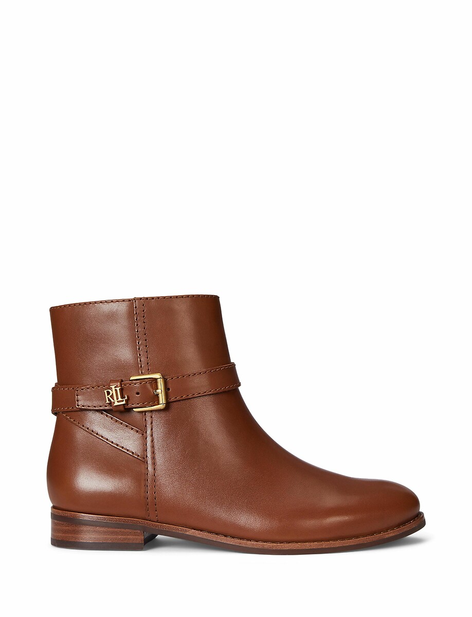 LAUREN RALPH LAUREN<br>Botas de tornozelo Brooke em couro liso