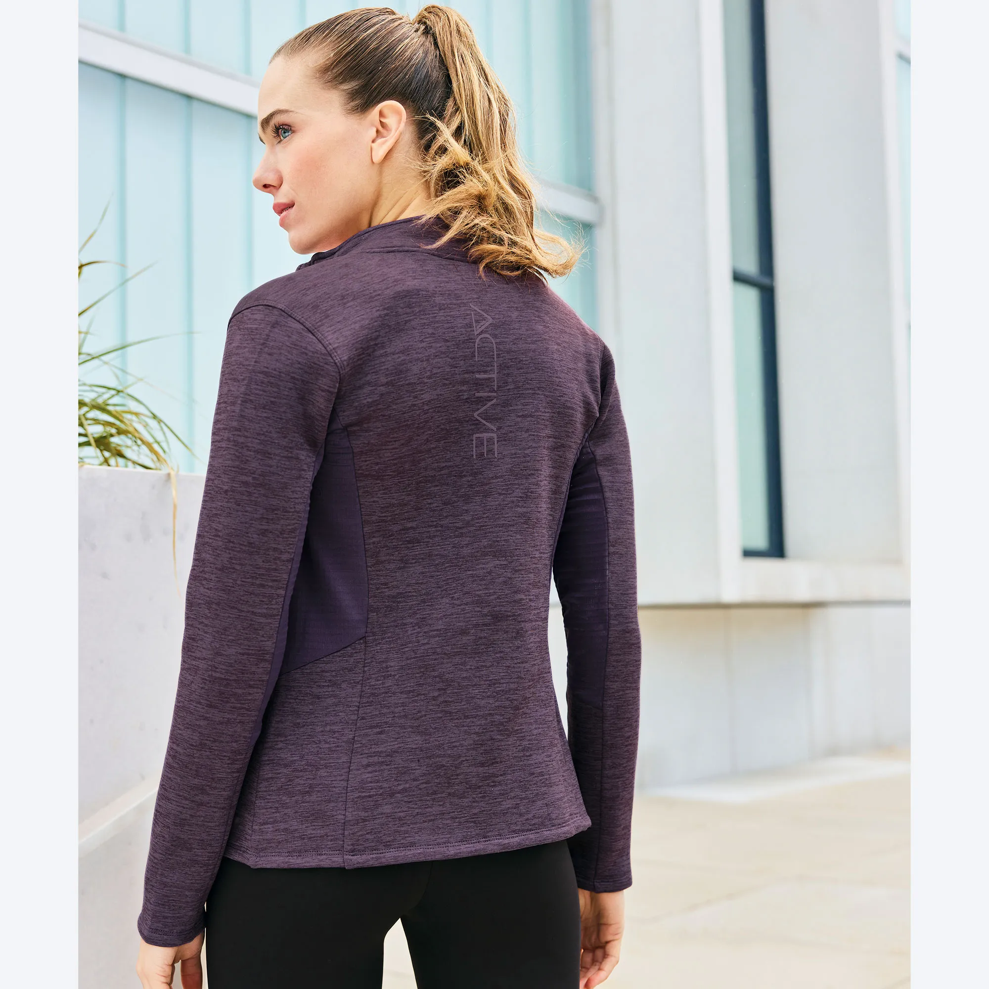 Damen-Trainingsjacke in Melange-Optik