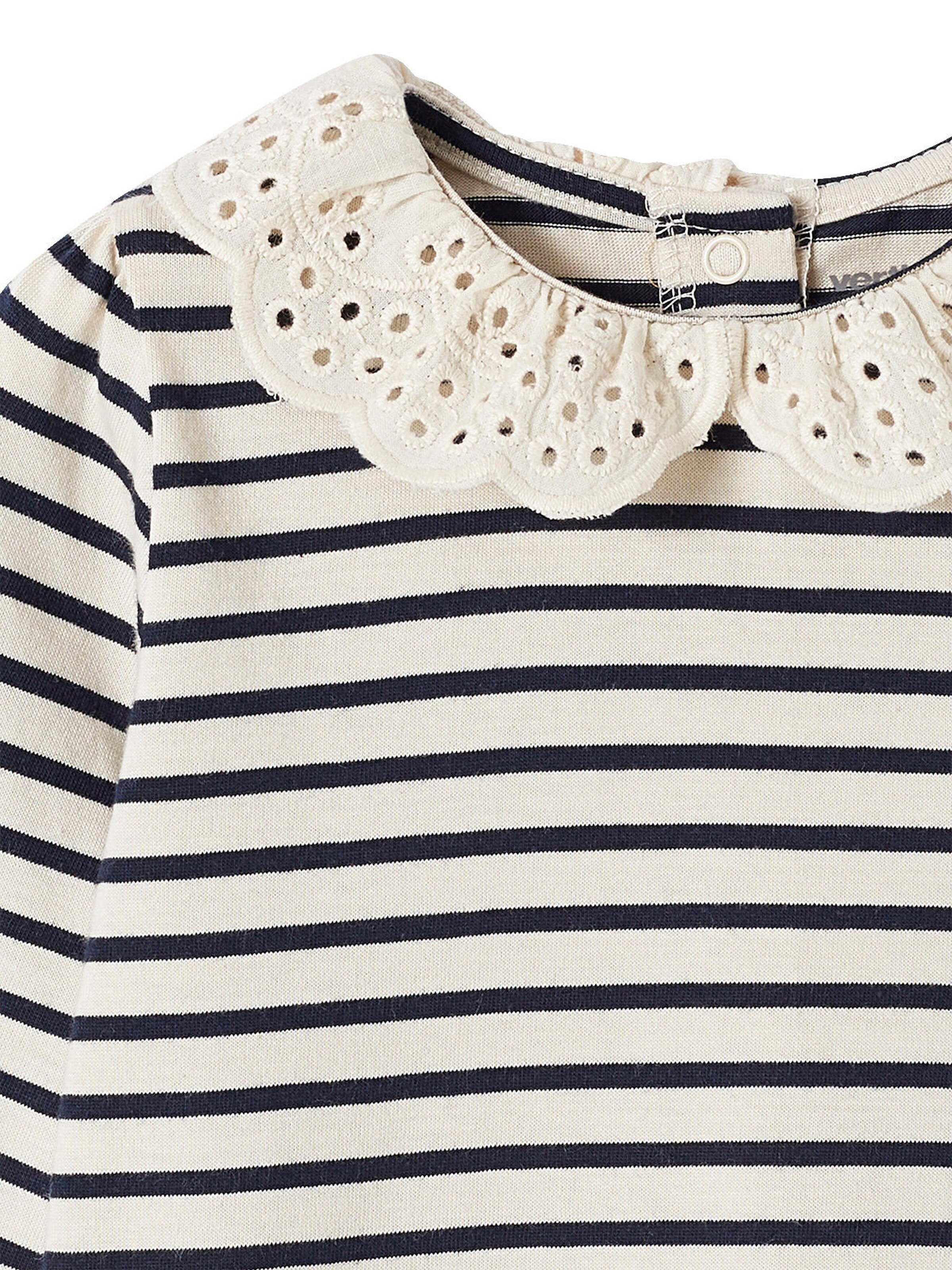 Vertbaudet Baby Shirt mit besticktem Kragen marine gestreift