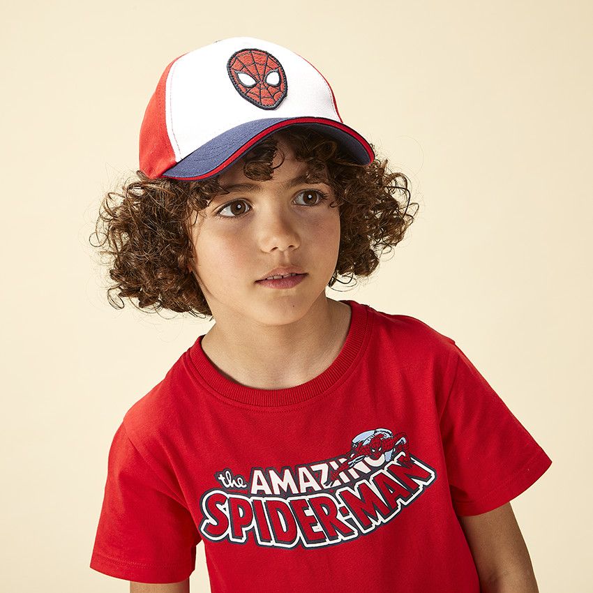 Casquette tricolore patch Spider-Man Marvel pour garçon - Rouge