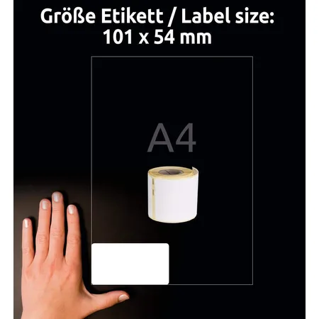 Avery Zweckform AS0722430 Rollenetiketten Paketaufkleber 54 x 101 mm, 1 Rolle/220 Etiketten, weiß
