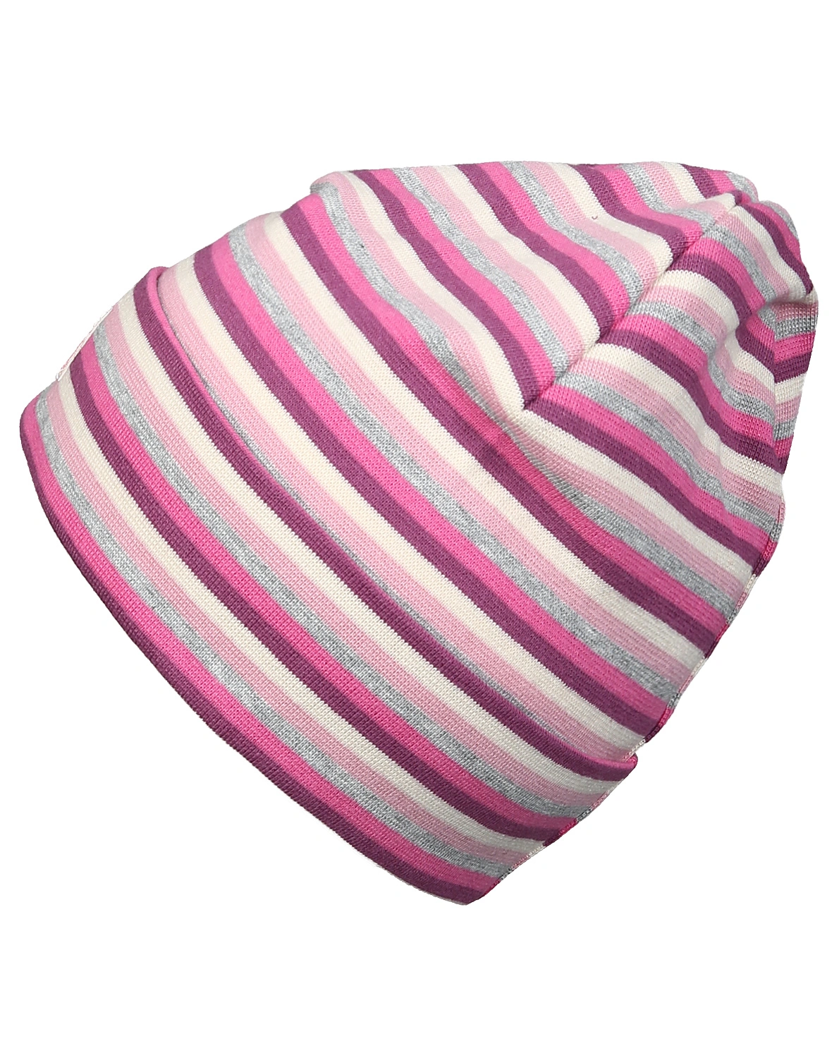 Strickmütze SCHLUPPER geringelt in rose/dahlia/grau