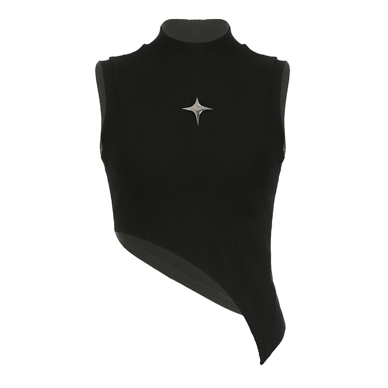 Genrovia - Mouwloze crop top met sterdetail en mock neck