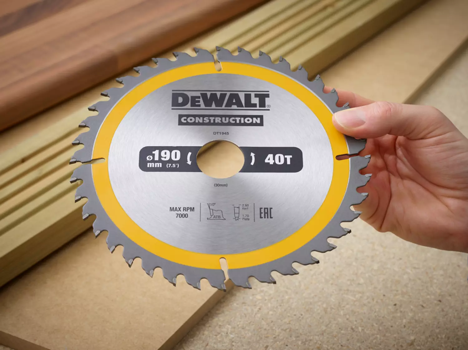 DeWALT DT1945 Cirkelzaagblad - 190 x 30 x 40T - Hout en Non-ferro metaal